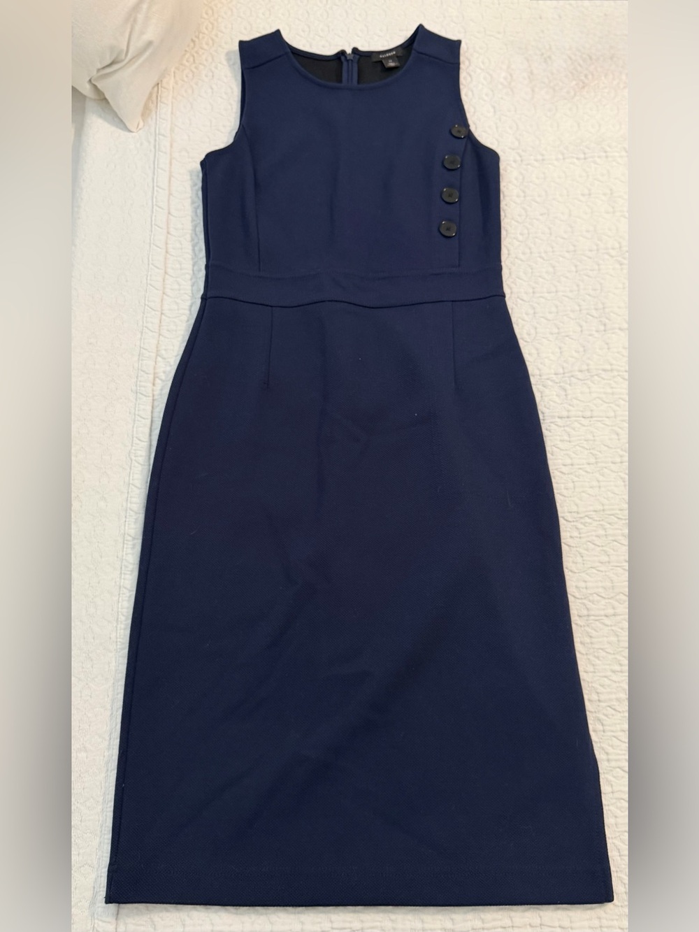 Halogen Navy Sleeveless Sheath Dress with Side Button Accents - Picture 1 of 7